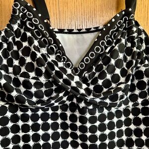 Woman Tankini Size 18W, Black Swimsuit Top, Twisted Bra Detail, Beach House